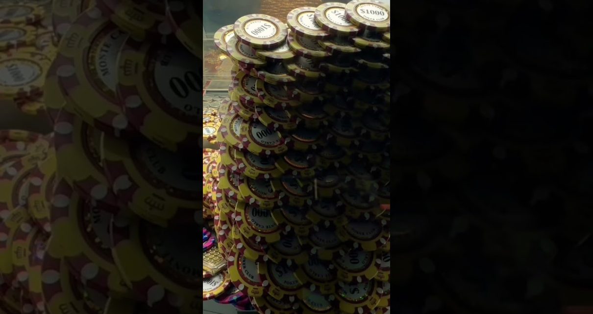 Massive coin pusher tower of casino chips #coinpusher #shorts