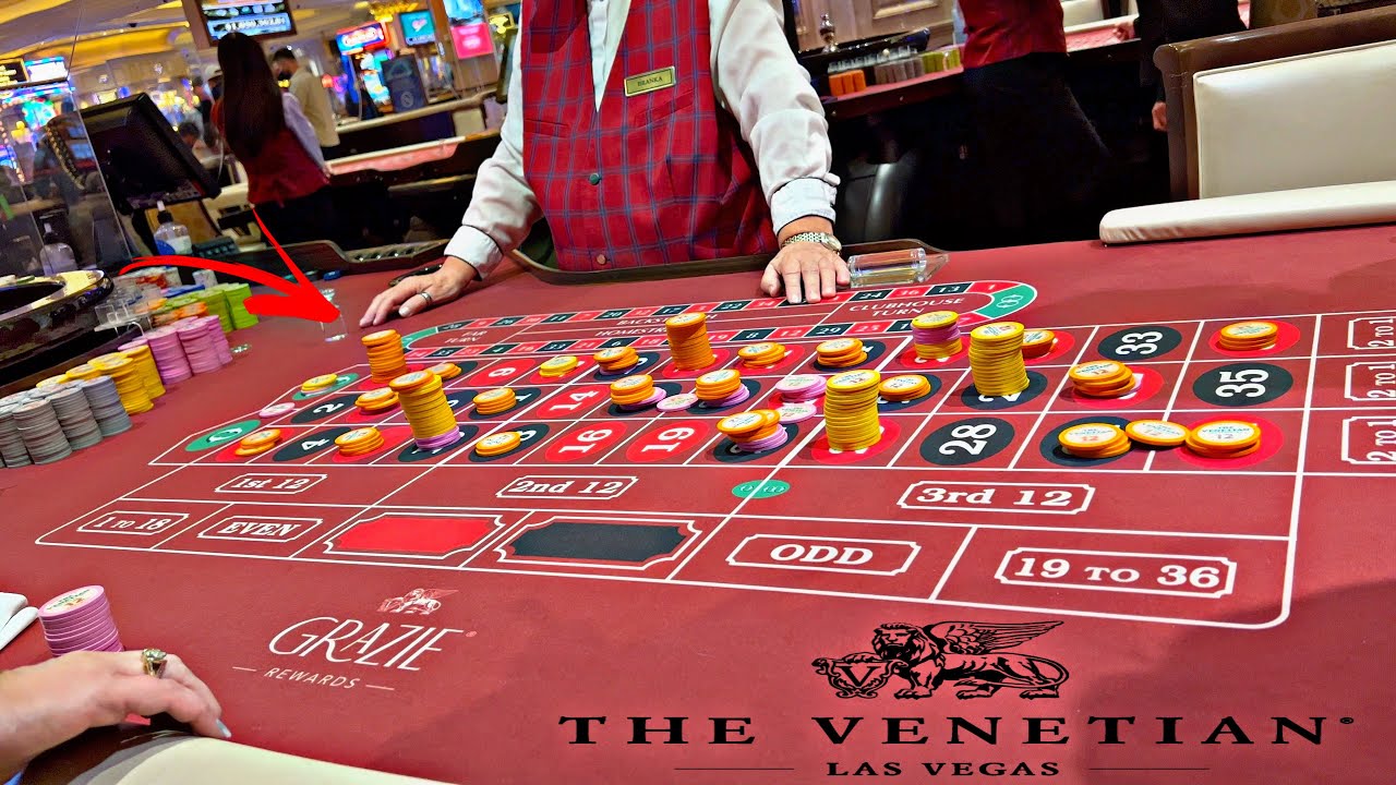 Stacking Chips Everywhere at The Venetian In Las Vegas Roulette Table!