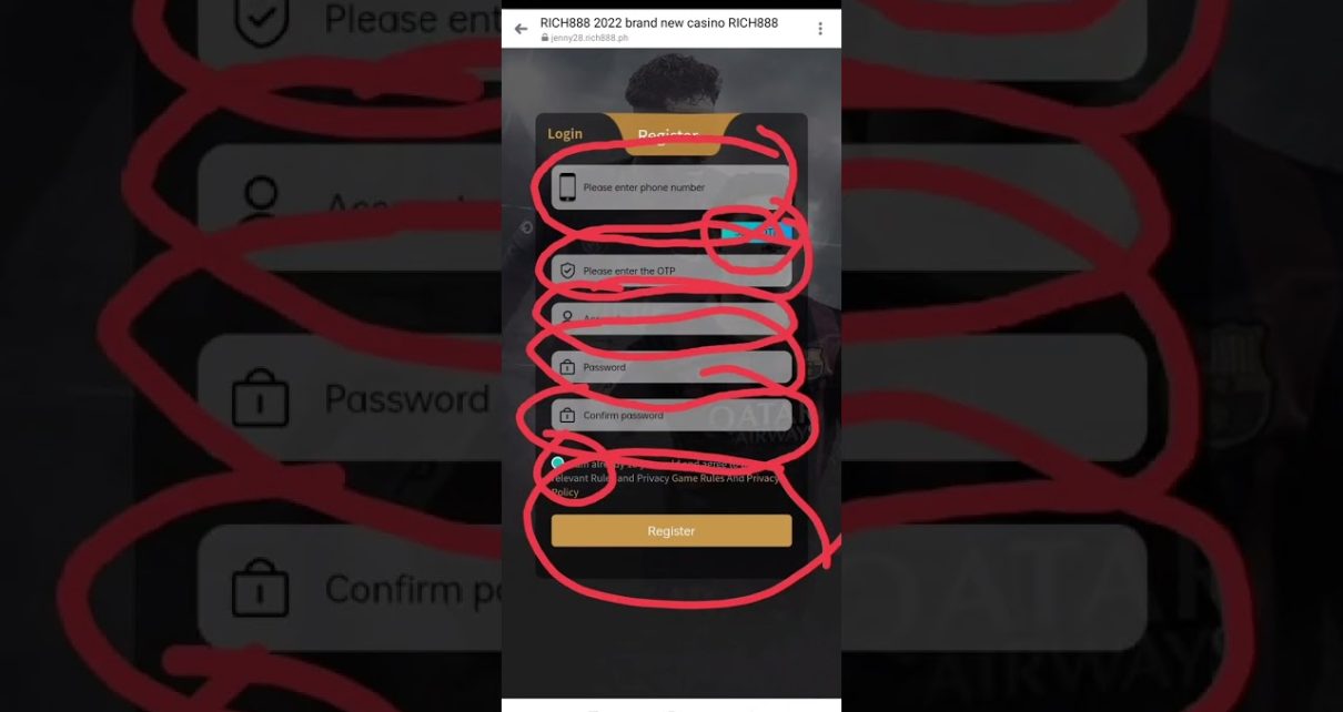 how to register on online casino