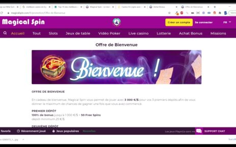 Avis Magical Spin Casino Bonus 1er dépôt 1000€ Offerts + 50 Spins  – Test