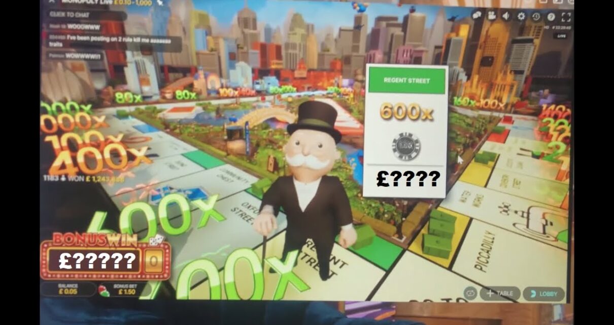 Monopoly Live – 4 Rolls with 20X Chance Multiplier! BIG WIN – Online Casino Games!