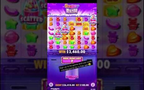 SUGAR RUSH HUGE WIN BONUS RETRIGGER  000 WIN    ONLINE CASINO SLOTS WIN #slots #casino #gambling