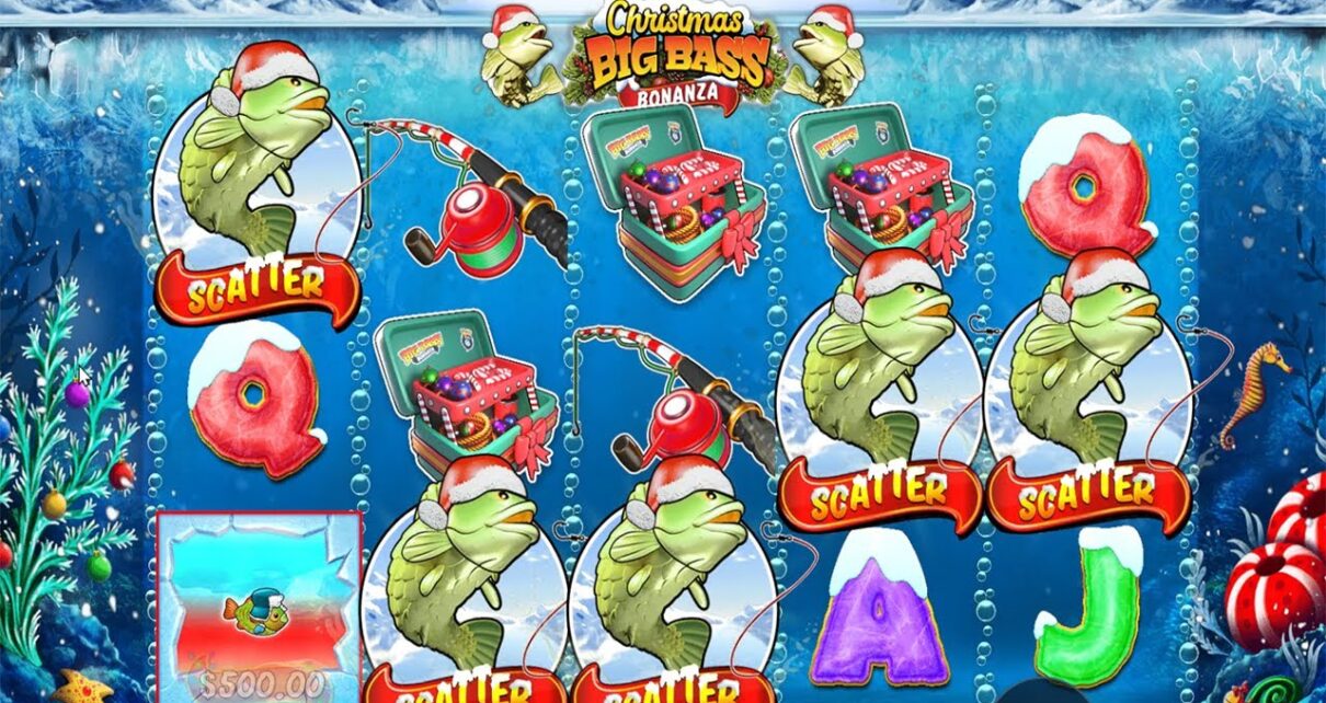 CHRISTMAS BIG BASS BONANZA – FIVE SCATTERS 20 FREE SPINS – BONUS BUY CASINO SLOT ONLINE BIG WINS