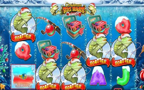 CHRISTMAS BIG BASS BONANZA – FIVE SCATTERS 20 FREE SPINS – BONUS BUY CASINO SLOT ONLINE BIG WINS