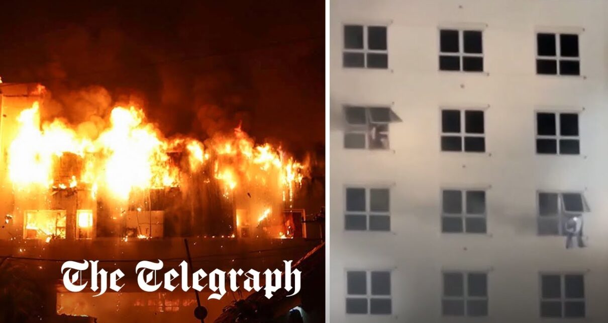 Cambodia casino fire: People seen leaning out of windows attempting to escape blaze in Poipet