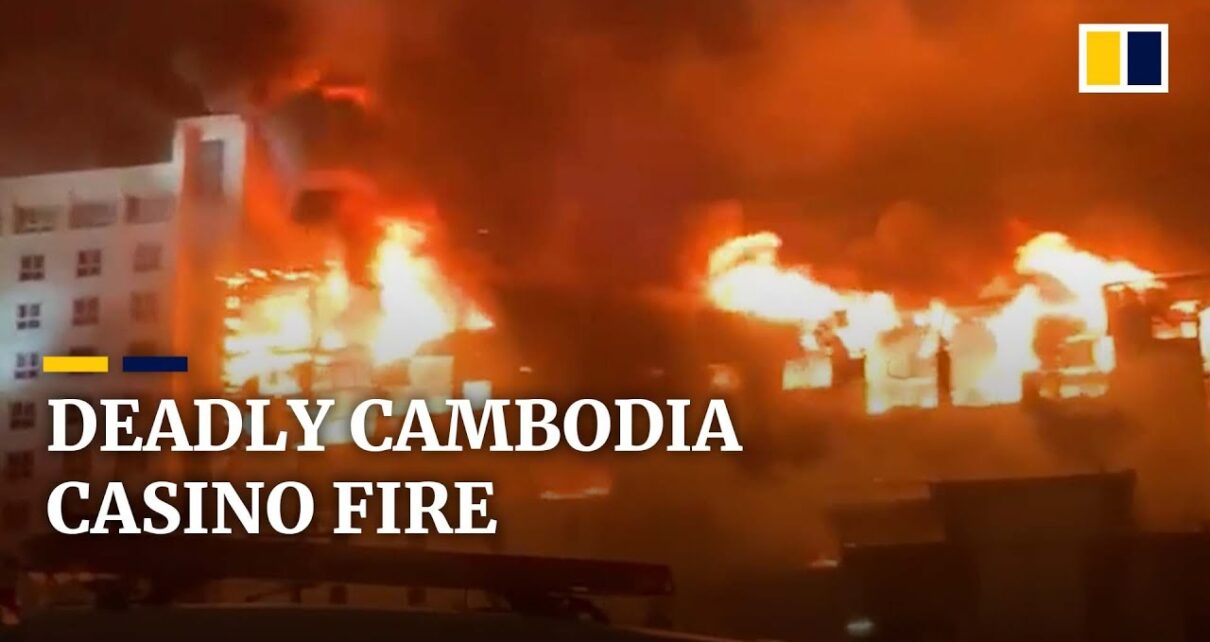 Massive fire engulfs Cambodian casino, people jump out of windows to escape