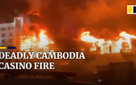 Massive fire engulfs Cambodian casino, people jump out of windows to escape