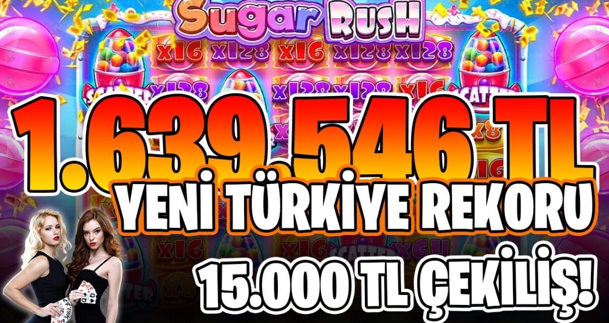 Sugar Rush | 1.640.000 Yeni Türkiye Rekoru Zorladık Soyduk | #sweetbonanza #sugarrush #slotoyunları