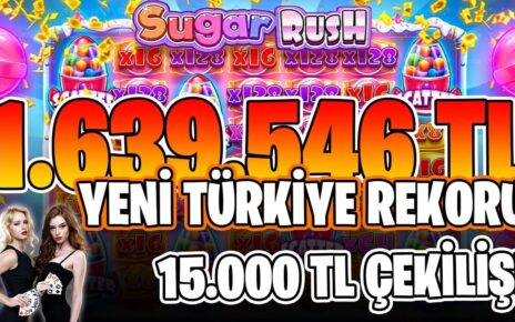 Sugar Rush | 1.640.000 Yeni Türkiye Rekoru Zorladık Soyduk | #sweetbonanza #sugarrush #slotoyunları