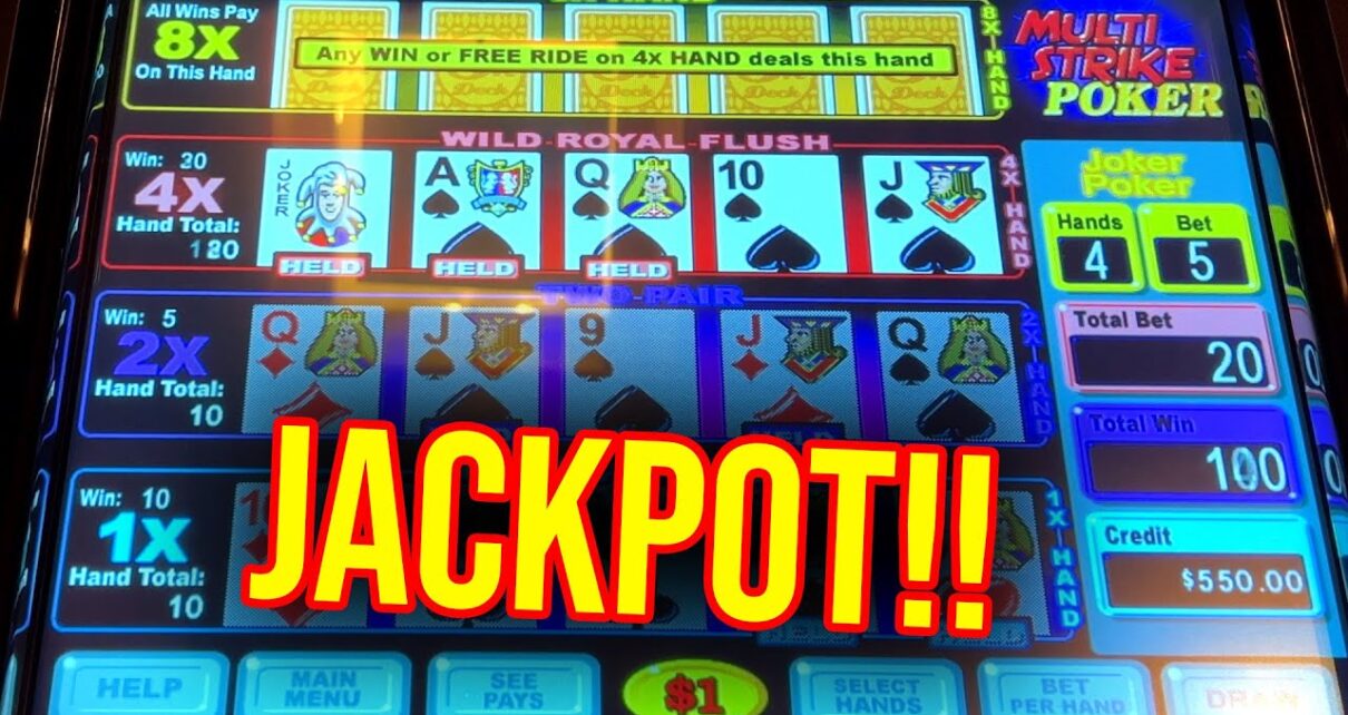 JOKER ROYAL FLUSH JACKPOT HANDPAY! MULTI STRIKE VIDEO POKER!!