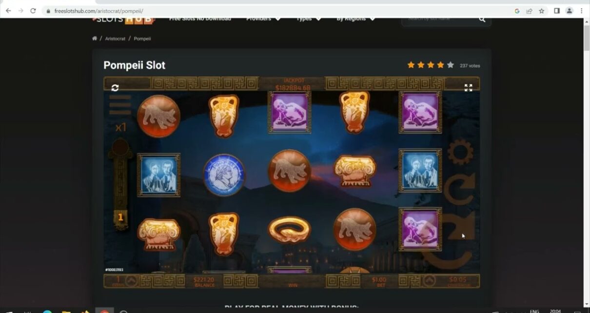 Pompeii Slot Machine in Online Casino