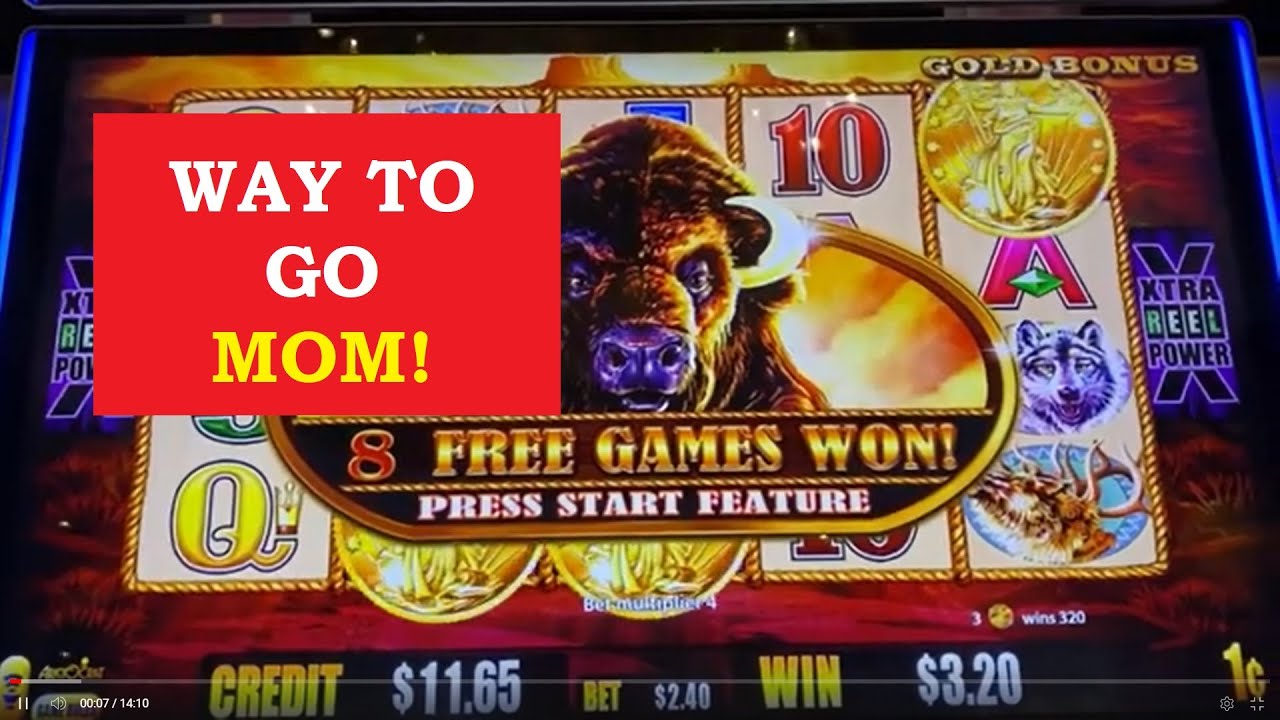 GURU's Mom WINNING at WINSTAR World Casino on Buffalo Gold Slot Machine -- WAY TO GO, MOM!