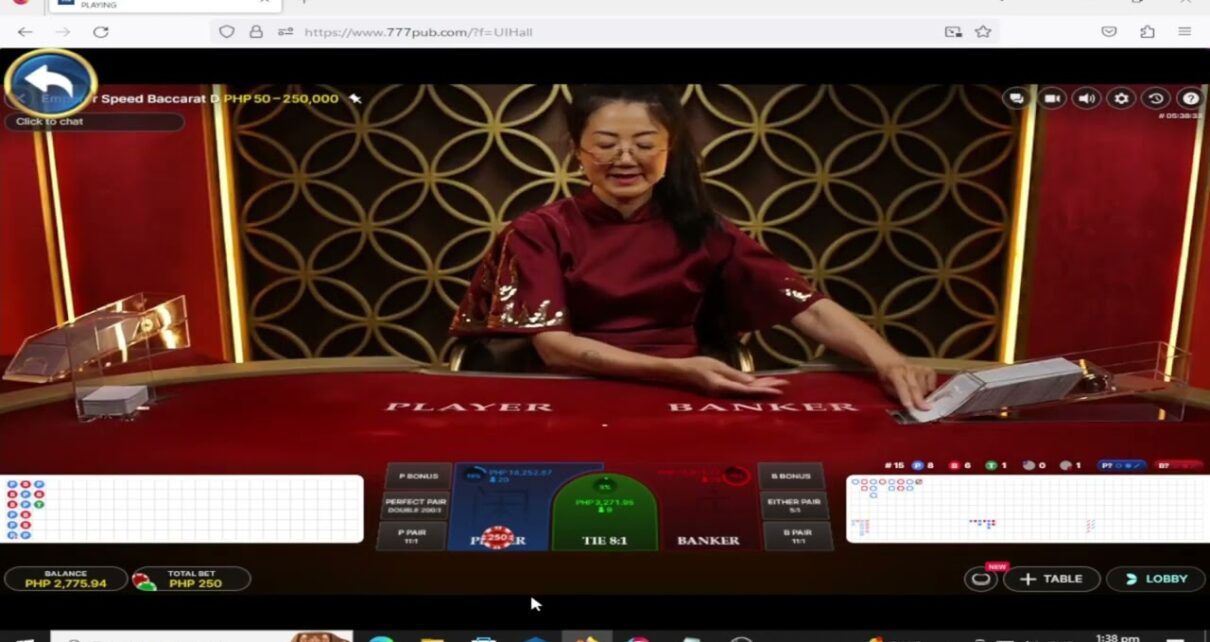 Online Casino- Baccarat Session 3 in 1 day Php 12,000 capital Php 3,000at 777pub.com