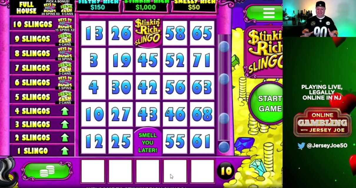 Stinkin Rich Slingo slots LIVE with BONUS [Online Gambling with Jersey Joe # 218]