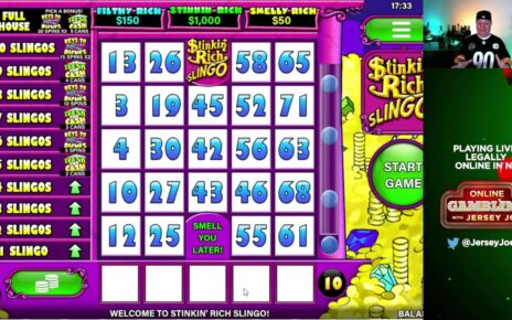 Stinkin Rich Slingo slots LIVE with BONUS [Online Gambling with Jersey Joe # 218]