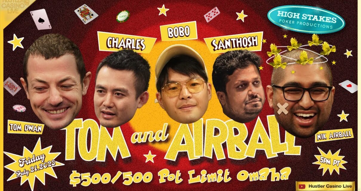 Tom Dwan, Nik Airball, Santhosh, Charles & Bobo Play 0/500 PLO!! Commentary by Joey Ingram