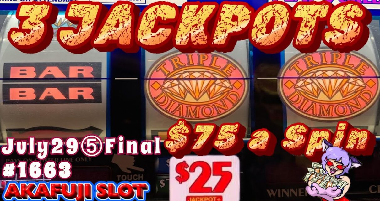 3 Jackpots at Triple Double Diamond Slot Massive Win in Las Vegas 赤富士スロット ラスベガスで大儲け！