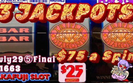 3 Jackpots at Triple Double Diamond Slot Massive Win in Las Vegas 赤富士スロット ラスベガスで大儲け！