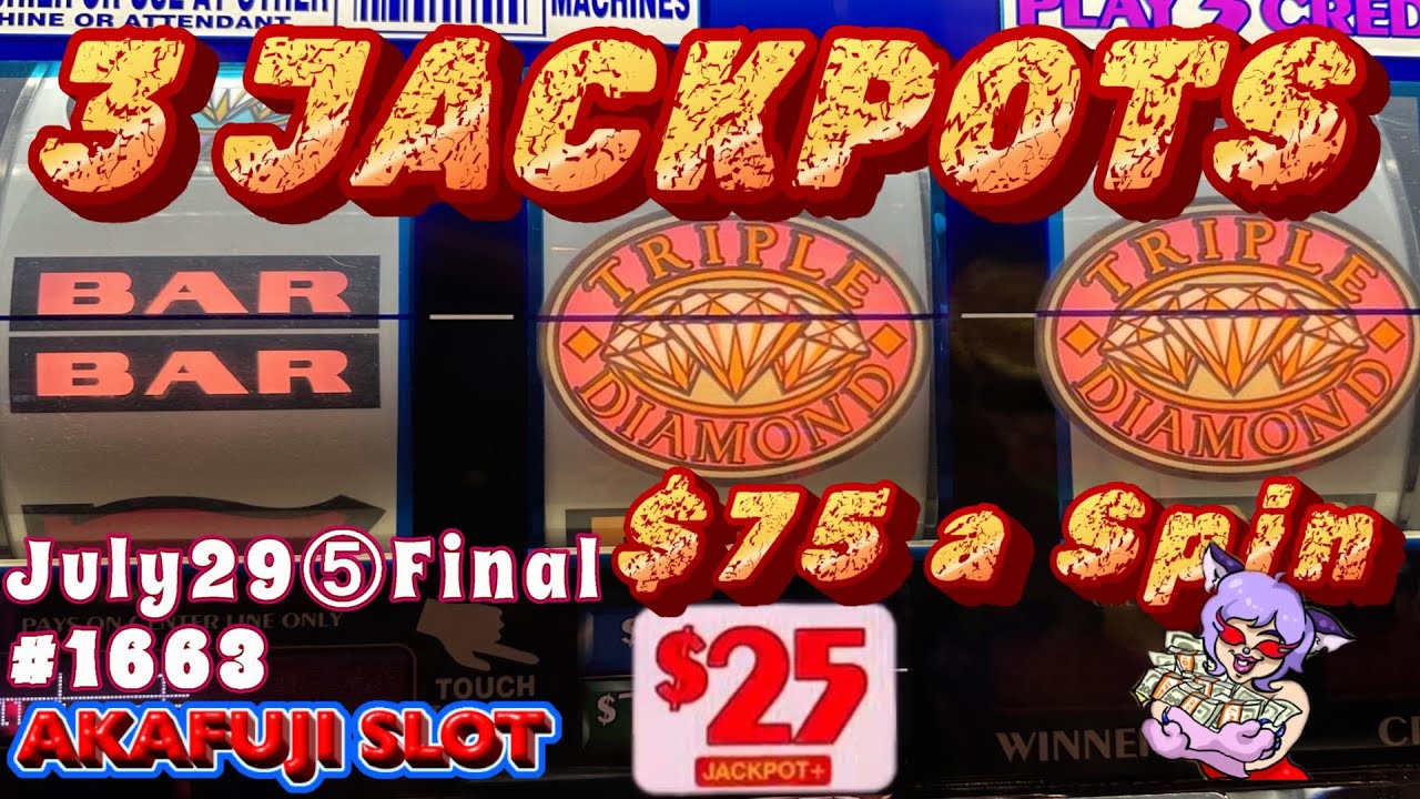 3 Jackpots at Triple Double Diamond Slot Massive Win in Las Vegas 赤富士スロット ラスベガスで大儲け！