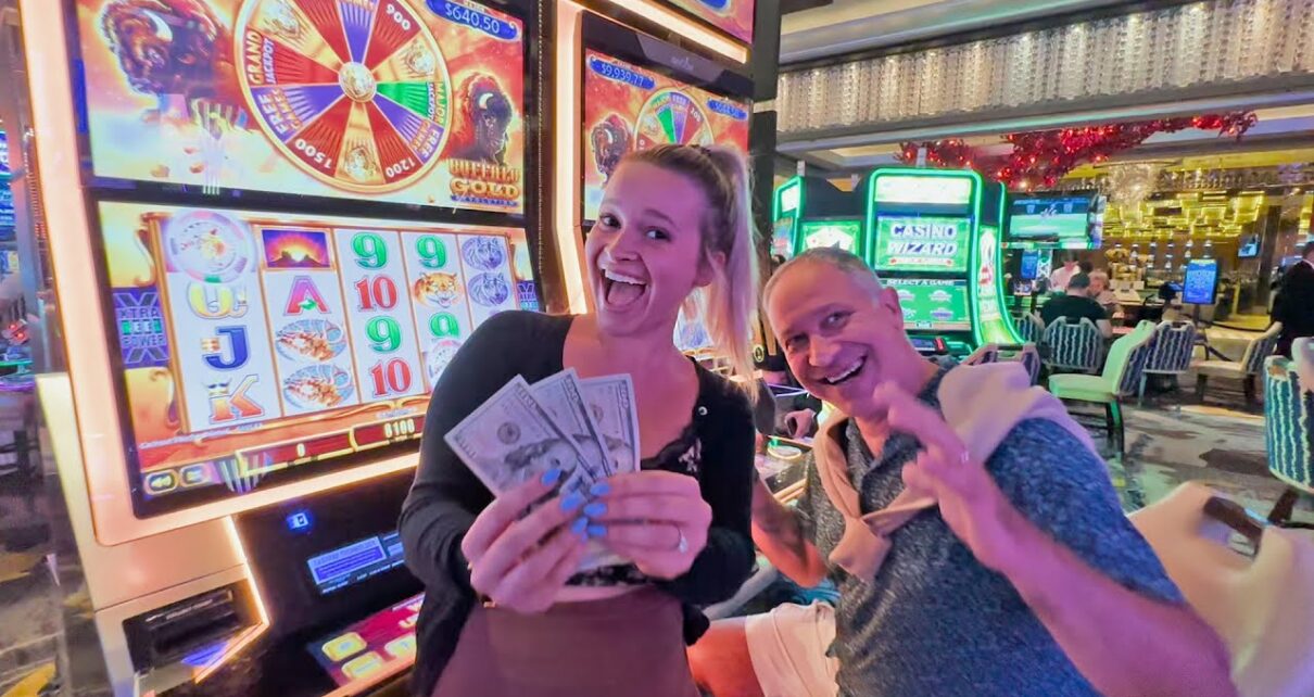 Greta Plays Slots With Her Dad! (His First Time EVER Gambling)