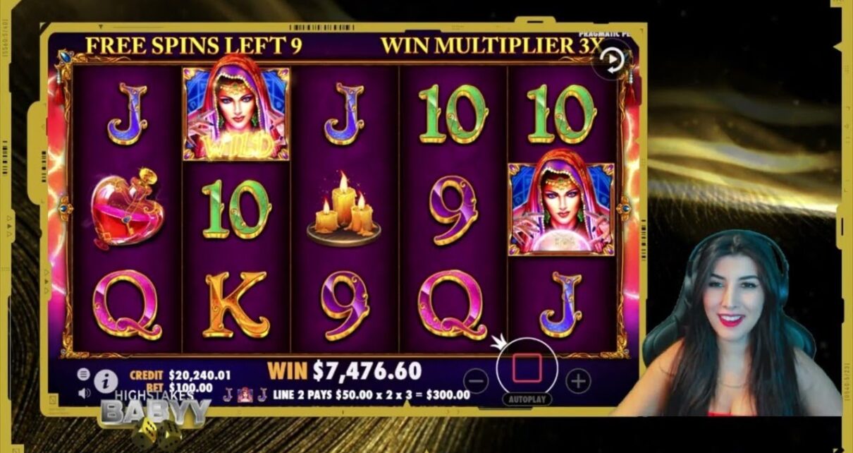 Online casino Girl playing slots in casino Live Stream