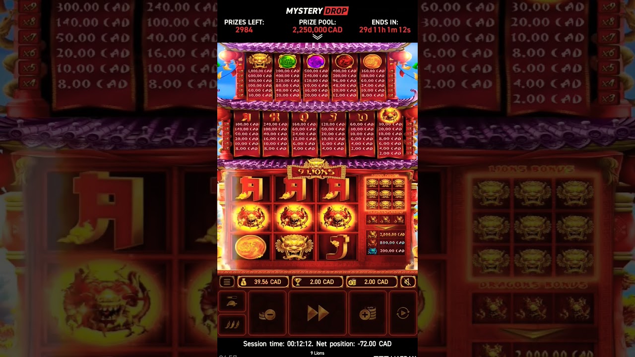 9 LIONS, BETTY, ONLINE CASINO,MEGA WIN! Must be 19 years or older to play!