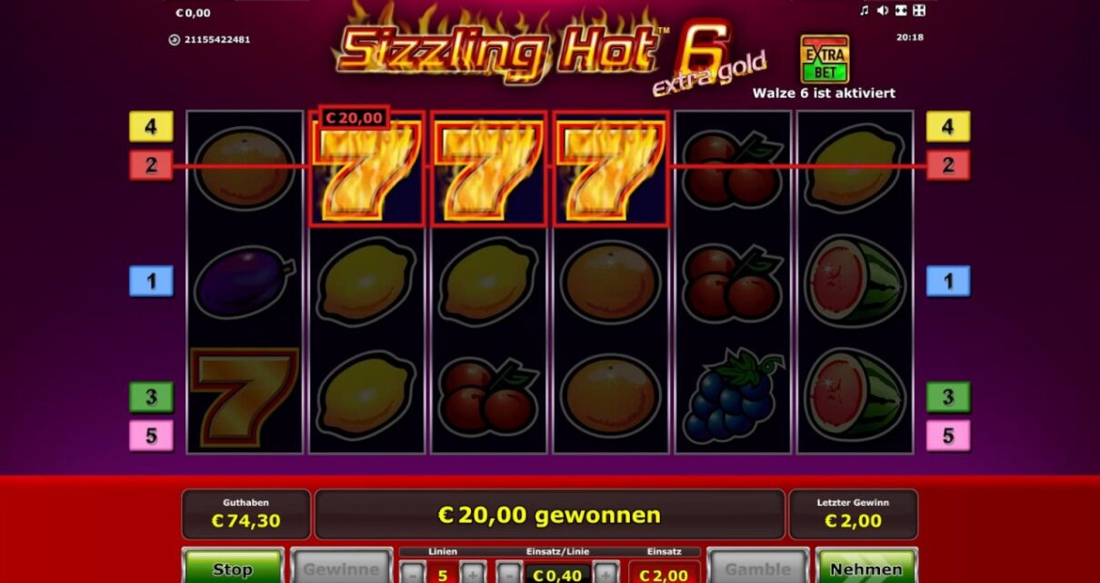 Sizzling Hot 6 Online Casino – Nice Run 5€ Einsatz