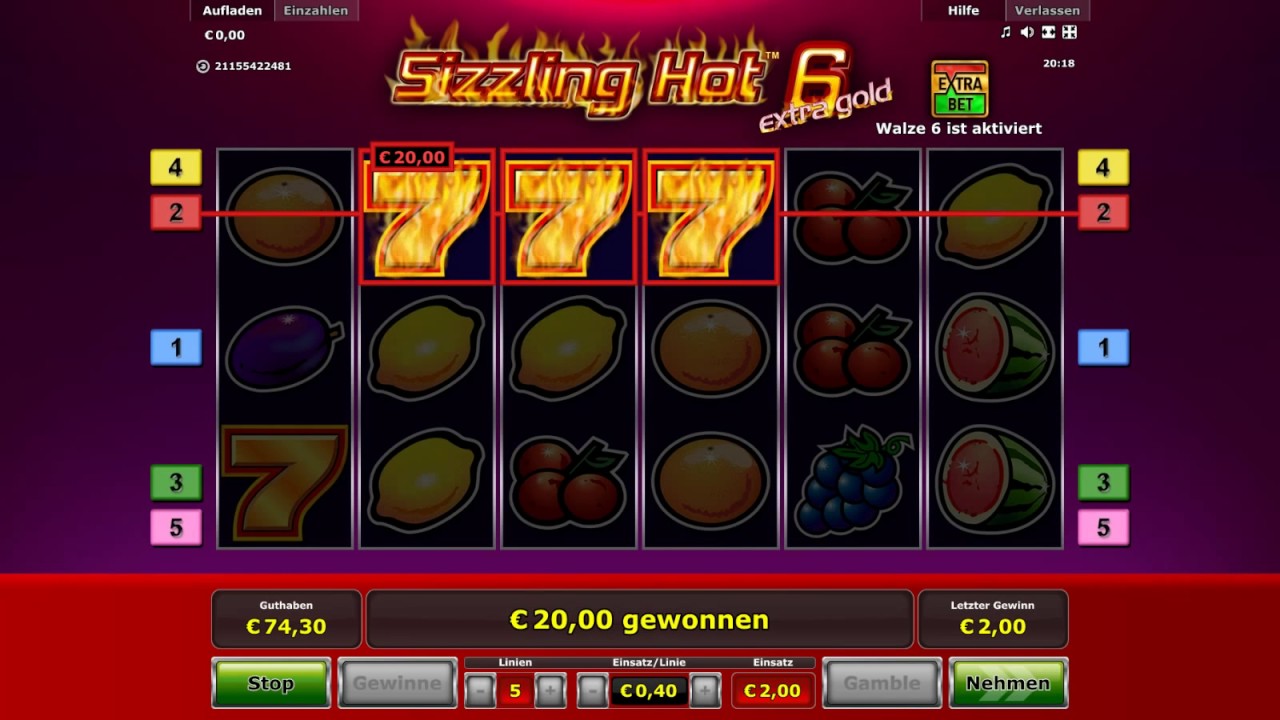 Sizzling Hot 6 Online Casino - Nice Run 5€ Einsatz