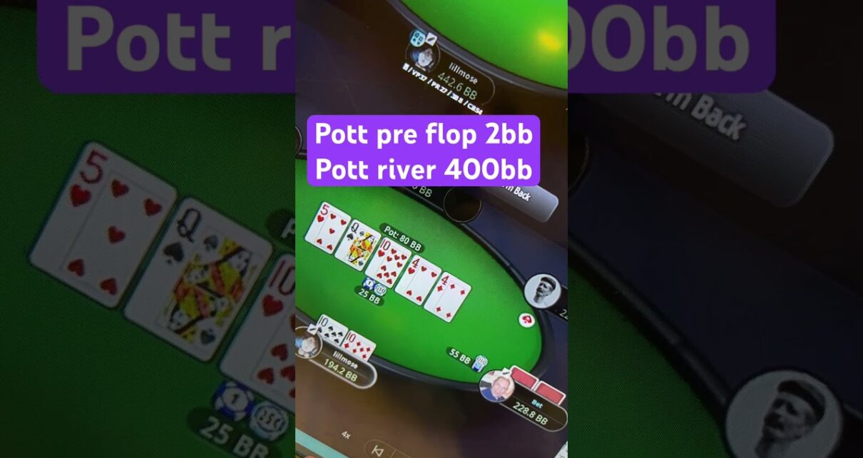 Pott going from 2bb on the flop to 400bb on the river, love slow playing 1010 pre.