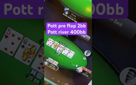 Pott going from 2bb on the flop to 400bb on the river, love slow playing 1010 pre.