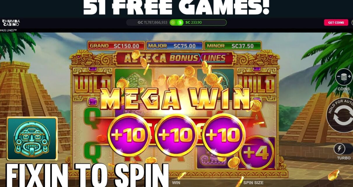51 FREE GAMES! **NEW GAME** AZTECA BONUS LINES on Chumba Casino