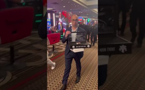 Armed Security for M poker winner walking through casino – 2024 WSOP Main Event bracelet winner