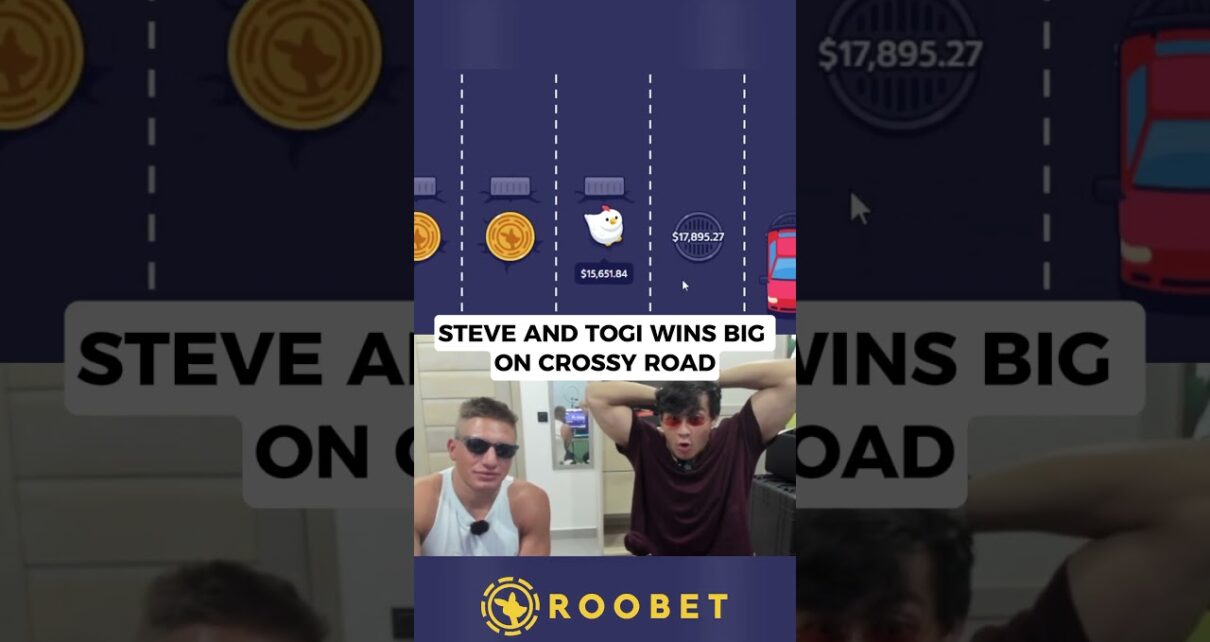 STEVE AND TOGI WINS BIG ON CROSSY ROAD #roobet #highlights