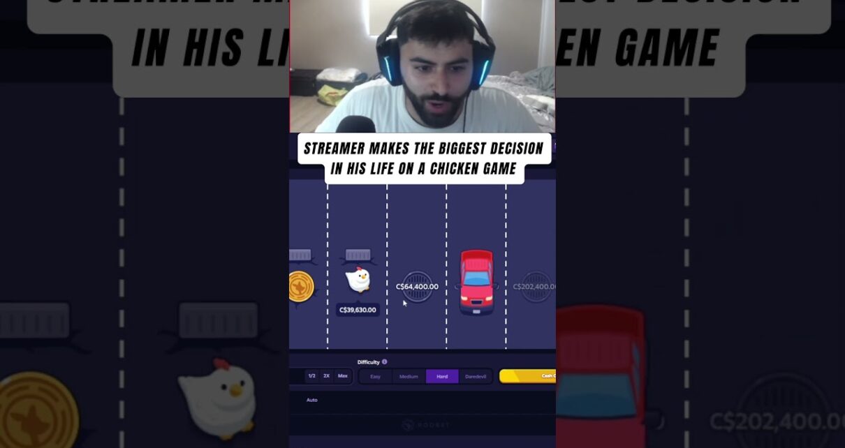 Streamer makes the biggest decision of his life on the chicken game #yassuo #roobet #casino