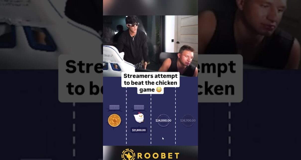 Streamers attempt to beat the chicken game #roobet #onlinecasino #777 #cardgames #blackjack #gamble