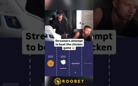 Streamers attempt to beat the chicken game #roobet #onlinecasino #777 #cardgames #blackjack #gamble