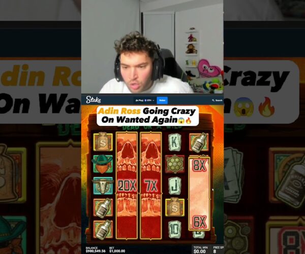 Adin Ross Big Win on Wanted Slot, Full Screen