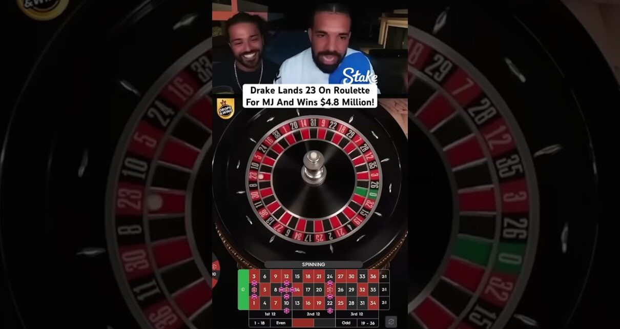 Drake lands 23 on roulette for MJ and wins .8 million with big win. Drake lands 23 on roulette for MJ and wins .8 million with big win.
