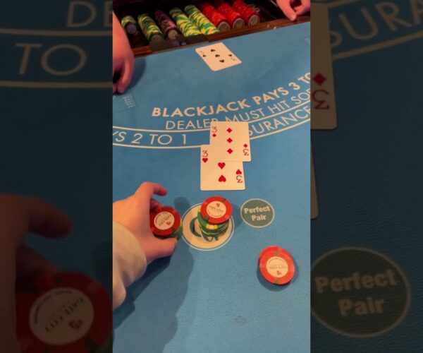 This blackjack hand was a big win!